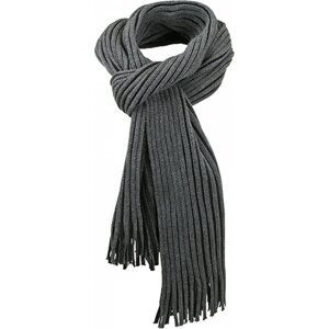 Myrtle beach Atraktivní pletená šála s bohatými třásněmi Barva: šedá tmavá - černá, Velikost: 180 x 21 cm MB7989