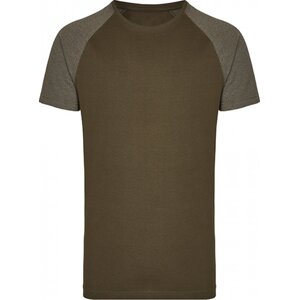 Pánské prodloužené směsové úzké triko Miners Mate Barva: zelené olivové triko s melírovými rukávy, Velikost: L MY111