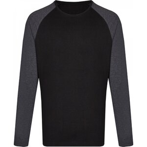 Módní unisex tričko s dlouhými kontrastními rukávy Miners Mate Barva: černé triko s melírovými rukávy, Velikost: 3XL MY210