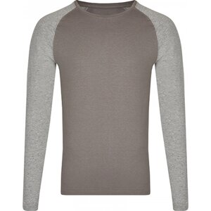 Módní unisex tričko s dlouhými kontrastními rukávy Miners Mate Barva: šedé triko s melírovými rukávy, Velikost: S MY210