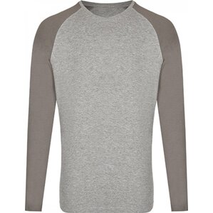 Módní unisex tričko s dlouhými kontrastními rukávy Miners Mate Barva: šedé melírové triko s kontrastními rukávy, Velikost: 3XL MY210