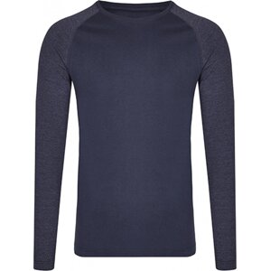 Módní unisex tričko s dlouhými kontrastními rukávy Miners Mate Barva: námořní modré triko s melírovými rukávy, Velikost: L MY210