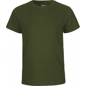Neutral Dětské organické tričko s krátkým rukávem a výztužnou páskou za krkem Barva: zelená vojenská, Velikost: 128/134 NE30001
