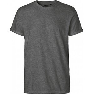 Neutral Moderní pánské organické tričko s ohnutými konci rukávů Barva: šedá tmavá melír, Velikost: XL NE60012
