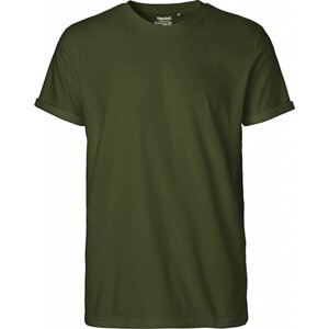 Neutral Moderní pánské organické tričko s ohnutými konci rukávů Barva: zelená vojenská, Velikost: 3XL NE60012