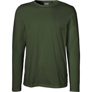 Neutral Moderní pánské organické triko s dlouhými rukávy Barva: zelená vojenská, Velikost: 3XL NE61050