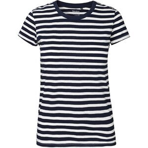 Dámské základní tričko Neutral z organické bavlny 155 g/m Barva: bílá - modrá námořní, Velikost: L NE81001