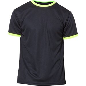 Nath Funkční dětské tričko na sport s kontrastními lemy 100% polyester Barva: černá - žlutá fluorescentnír, Velikost: 03.04.2023 NH160K