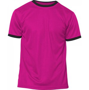Nath Funkční dětské tričko na sport s kontrastními lemy 100% polyester Barva: růžová fuchsiová fluorescentní - černá, Velikost: XII.14 NH160K