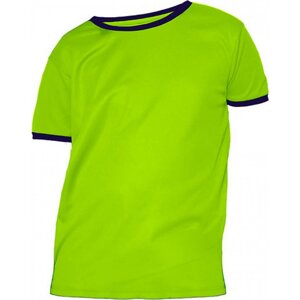 Nath Funkční dětské tričko na sport s kontrastními lemy 100% polyester Barva: zelená fluroscentní - modrá námořní, Velikost: 05.06.2023 NH160K