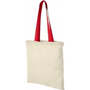 Plátěná taška Nevada s barevným držadlem Printwear Barva: přírodní - červená, Velikost: 38 x 42 cm NT110N