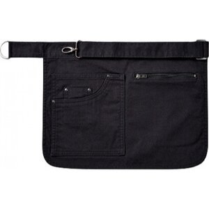 Premier Workwear Pevná plátěnná zástěra s kapsou na zip a na tablet Barva: Černá, Velikost: 31 x 32 cm PW138