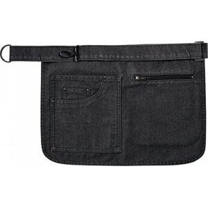 Premier Workwear Pevná plátěnná zástěra s kapsou na zip a na tablet Barva: Black Denim (ca. Pantone 426C), Velikost: 31 x 32 cm PW138