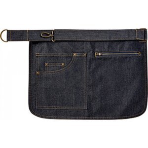 Premier Workwear Pevná plátěnná zástěra s kapsou na zip a na tablet Barva: Indigo Denim (ca. Pantone 2380C), Velikost: 31 x 32 cm PW138