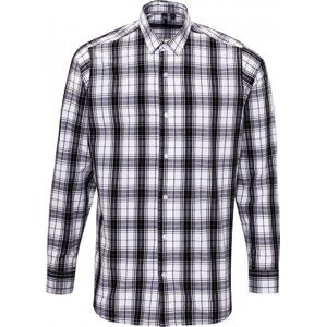 Premier Workwear Kostkovaná pánská košile Ginmill s dlouhým rukávem 100 % bavlna Barva: černá - bílá, Velikost: L PW254