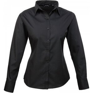 Premier Workwear Dámská popelínová košile s dlouhým rukávem Barva: Černá, Velikost: 36 (8) PW300