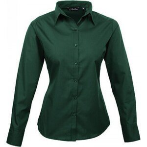 Premier Workwear Dámská popelínová košile s dlouhým rukávem Barva: Zelená lahvová, Velikost: 34 (6) PW300