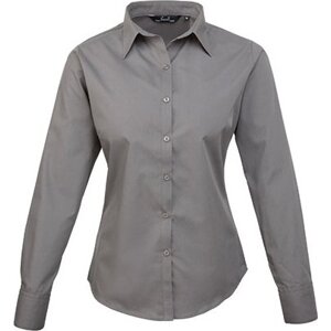 Premier Workwear Dámská popelínová košile s dlouhým rukávem Barva: šedá tmavá, Velikost: 34 (6) PW300