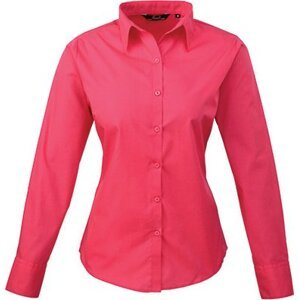 Premier Workwear Dámská popelínová košile s dlouhým rukávem Barva: růžová sytá, Velikost: 34 (6) PW300