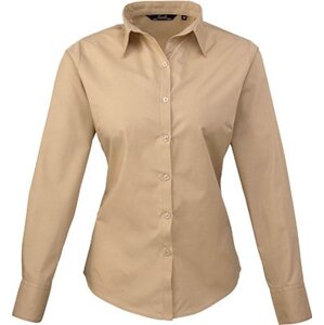 Premier Workwear Dámská popelínová košile s dlouhým rukávem Barva: Khaki, Velikost: 34 (6) PW300