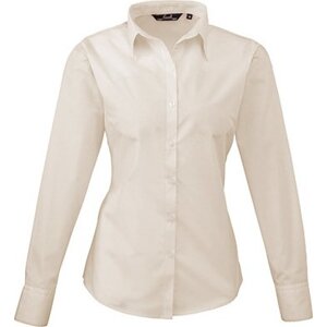 Premier Workwear Dámská popelínová košile s dlouhým rukávem Barva: Přírodní, Velikost: 34 (6) PW300