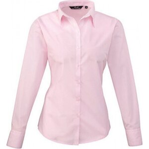 Premier Workwear Dámská popelínová košile s dlouhým rukávem Barva: Růžová, Velikost: 40 (12) PW300