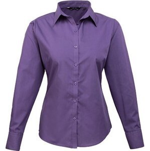 Premier Workwear Dámská popelínová košile s dlouhým rukávem Barva: Fialová, Velikost: 40 (12) PW300