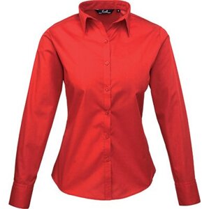 Premier Workwear Dámská popelínová košile s dlouhým rukávem Barva: Červená, Velikost: 36 (8) PW300