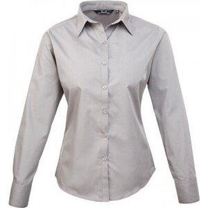 Premier Workwear Dámská popelínová košile s dlouhým rukávem Barva: stříbrná, Velikost: 34 (6) PW300
