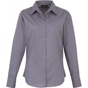 Premier Workwear Dámská popelínová košile s dlouhým rukávem Barva: Modrá ocelová, Velikost: 34 (6) PW300