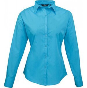 Premier Workwear Dámská popelínová košile s dlouhým rukávem Barva: modrá tyrkysová, Velikost: 34 (6) PW300
