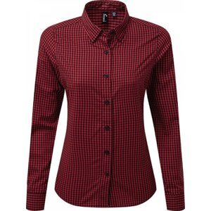 Premier Workwear Dámská kostkovaná košile Maxton s dlouhým rukávem Barva: černá - červená (ca. Pantone 201C), Velikost: L PW352