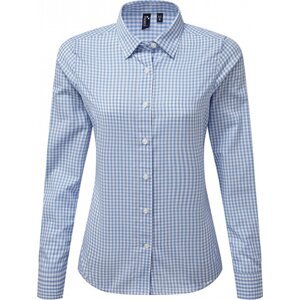 Premier Workwear Dámská kostkovaná košile Maxton s dlouhým rukávem Barva: modrá světlá (ca. Pantone 2707C)-White, Velikost: L PW352