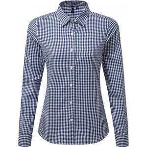 Premier Workwear Dámská kostkovaná košile Maxton s dlouhým rukávem Barva: modrá námořní (ca. Pantone 533C)-White, Velikost: L PW352
