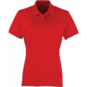 Premier Workwear Prodloužená dámská polokošile Coolchecker Piqué Barva: Červená, Velikost: L PW616