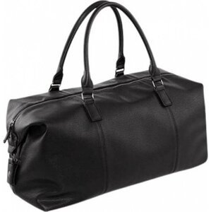 Quadra Elegantní víkendová taška z koženky NuHide s pruhovanou podšívkou Barva: Černá, Velikost: 56 x 28 x 29 cm QD878
