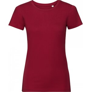 Russell Pure Organic Dámské 100% bavlněné organické tričko Russell 160 g/m Barva: červená tmavá, Velikost: L Z108F