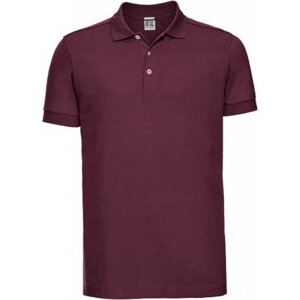 Russell Pánské strečové polo tričko s límečkem a krátkými rukávy Barva: Červená vínová, Velikost: XL Z566