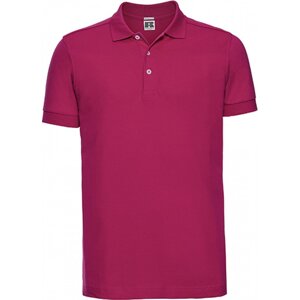 Russell Pánské strečové polo tričko s límečkem a krátkými rukávy Barva: Růžová fuchsiová, Velikost: L Z566