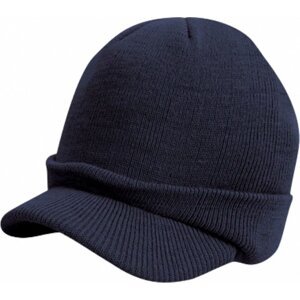 Result Winter Essentials Vojenská pletená čepice s krátkým tvarovaným kšiltem Barva: modrá námořní RC60