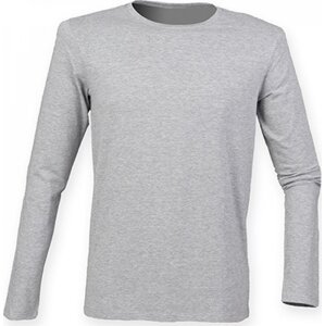 SF Men Pánské strečové slim fit triko Feel Good s dlouhým rukávem Barva: šedá melír, Velikost: L SFM124