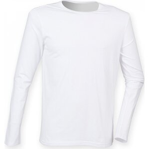 SF Men Pánské strečové slim fit triko Feel Good s dlouhým rukávem Barva: Bílá, Velikost: M SFM124