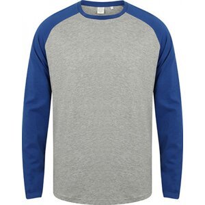 Pánské triko s dlouhým Baseball rukávem SF Men Barva: šedá melír - modrá královská, Velikost: L SFM271