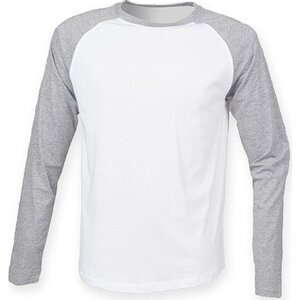 Pánské triko s dlouhým Baseball rukávem SF Men Barva: bílá - šedý melír, Velikost: XL SFM271