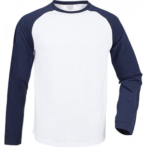Pánské triko s dlouhým Baseball rukávem SF Men Barva: bílá - modrá oxfordská, Velikost: XS SFM271
