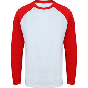 Pánské triko s dlouhým Baseball rukávem SF Men Barva: bílá - červená, Velikost: XL SFM271