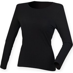 SF Women Dámské strečové slim-fit triko Feel Good s dlouhým rukávem Barva: Černá, Velikost: L SF124