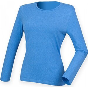 SF Women Dámské strečové slim-fit triko Feel Good s dlouhým rukávem Barva: modrá melír, Velikost: L SF124