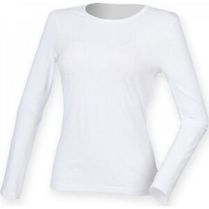 SF Women Dámské strečové slim-fit triko Feel Good s dlouhým rukávem Barva: Bílá, Velikost: L SF124