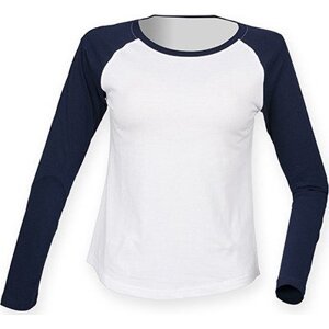 Dámské Baseball tričko SF Women s dlouhým rukávem Barva: bílá - modrá oxfordská, Velikost: L SF271